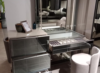 Modern luxury dressing table with elegant stool 2 pieces. Console Table Gray Immediately